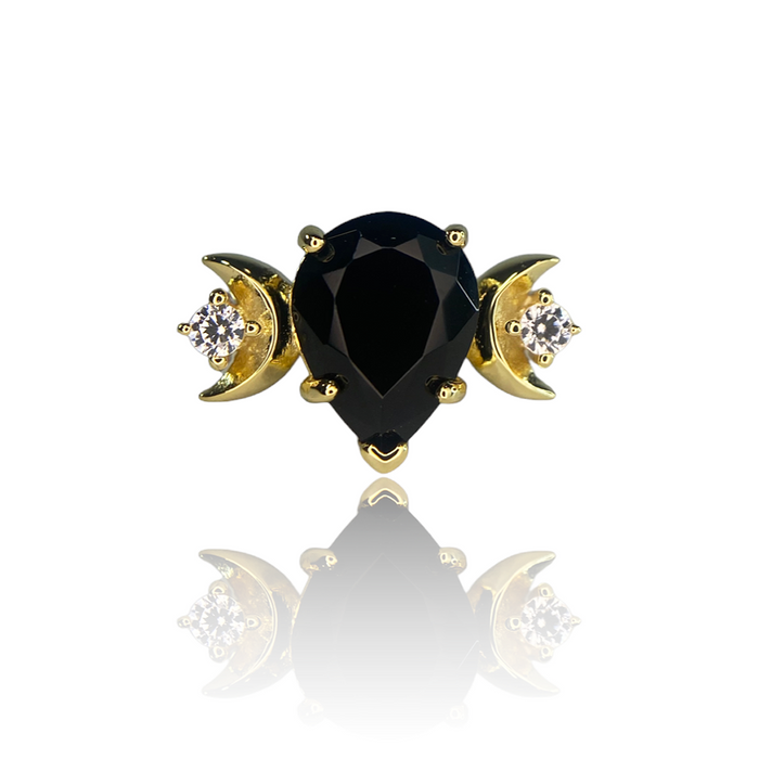 Double Crescent Black Onyx Ring