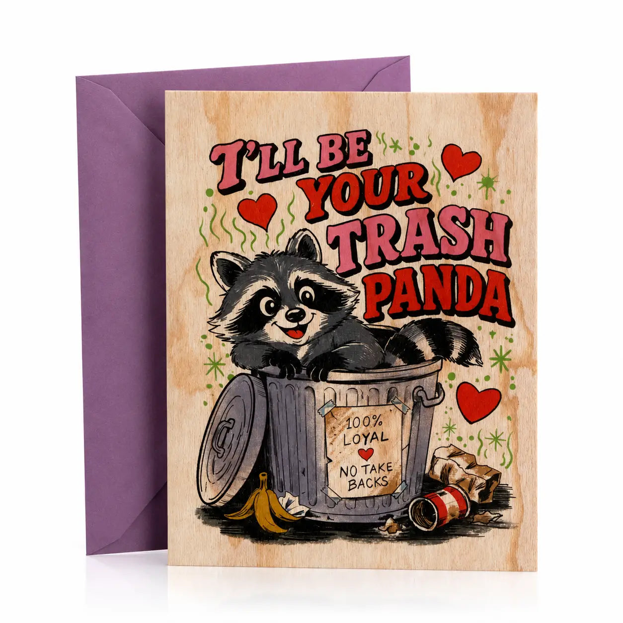 Wood Folding Card - Trash Panda