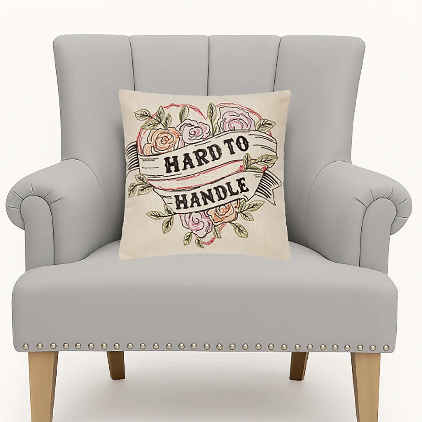 Hard To Handle Embroidered Pillow