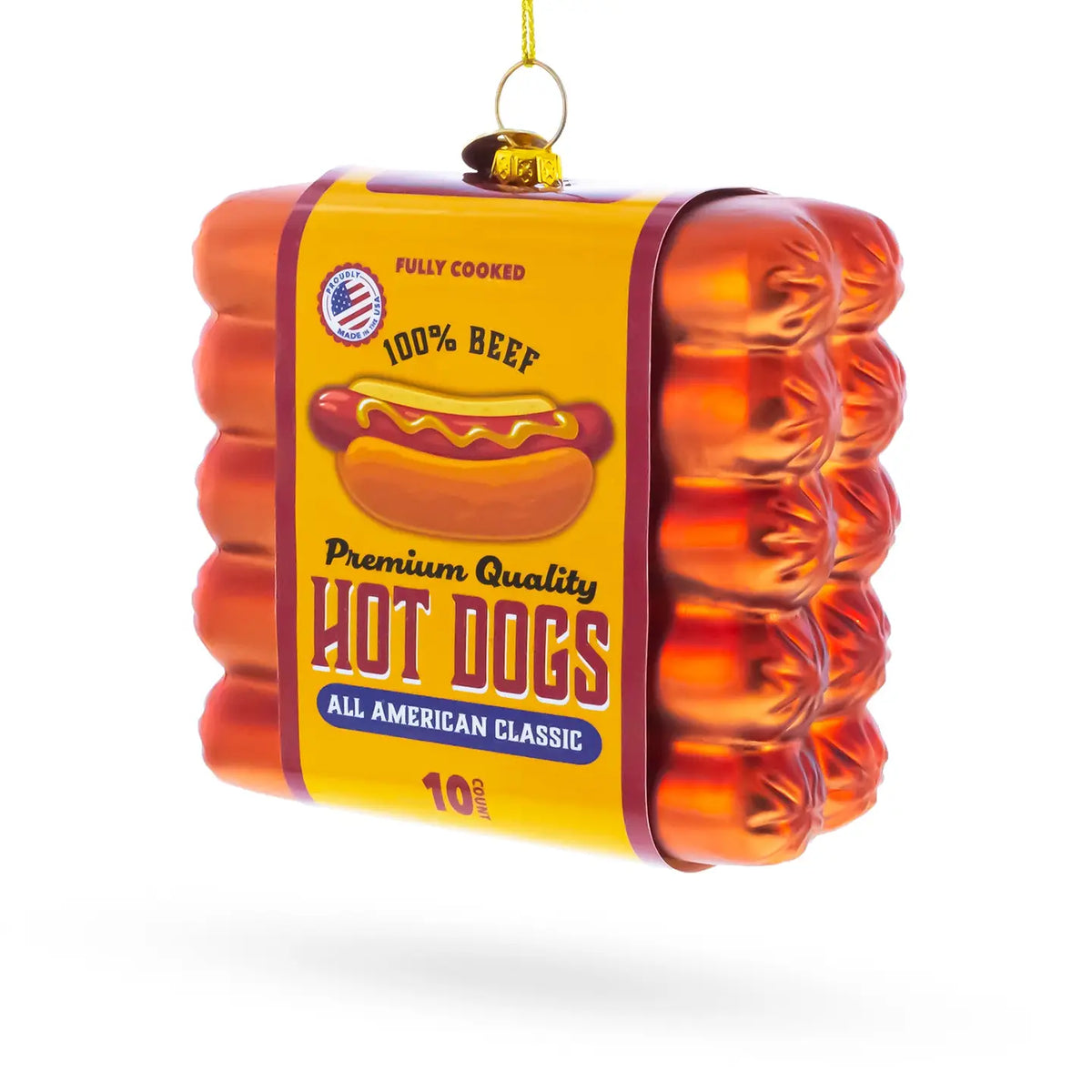 Hot Dogs Pack Glass Ornament
