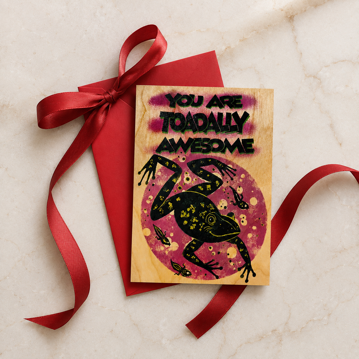Wood Folding Card - Toadally Awesome