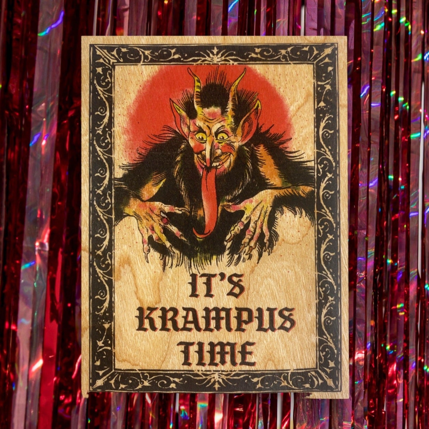 Wood Folding Card - Krampus Time