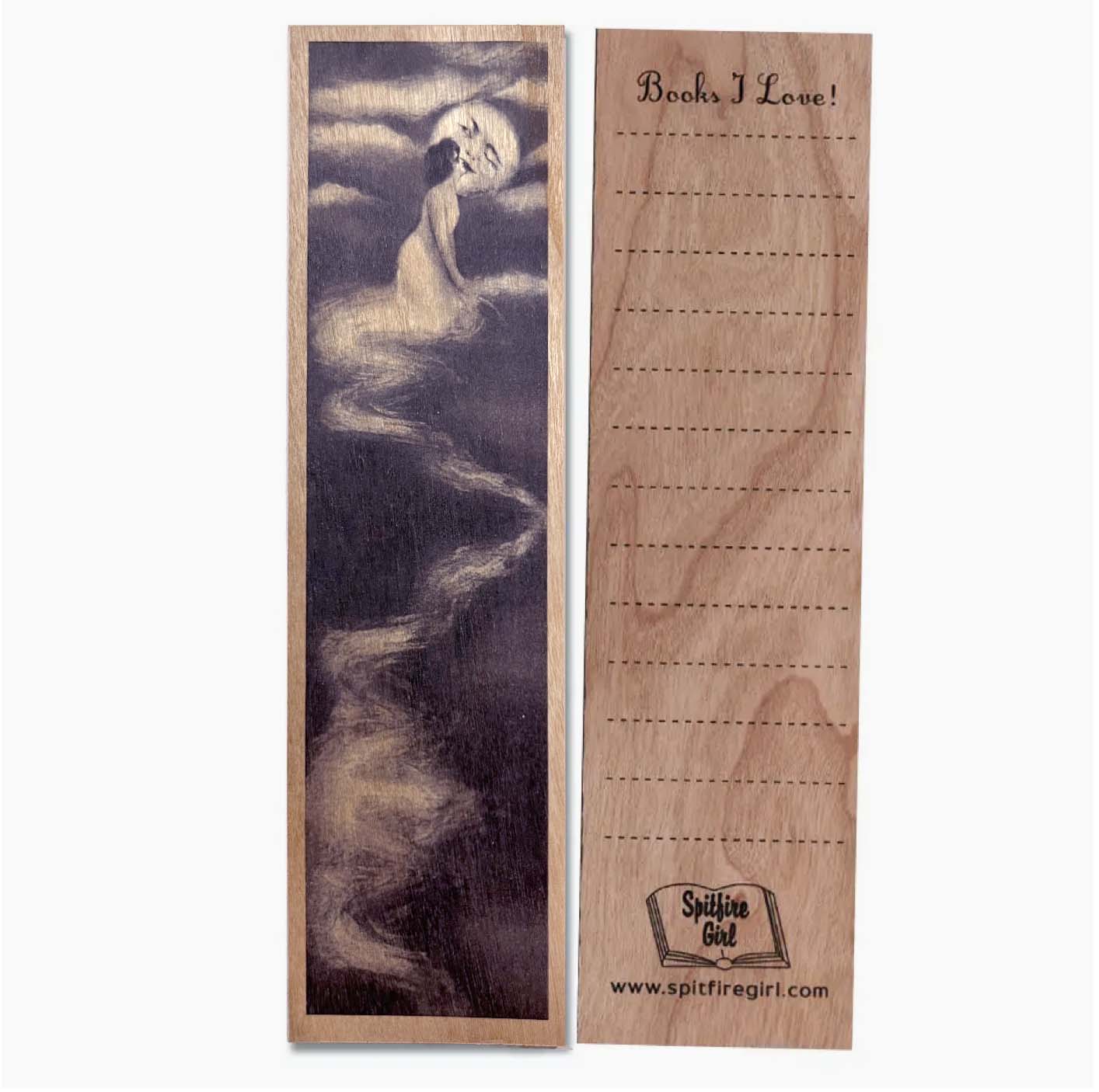 Wood Bookmark -Kiss The Moon