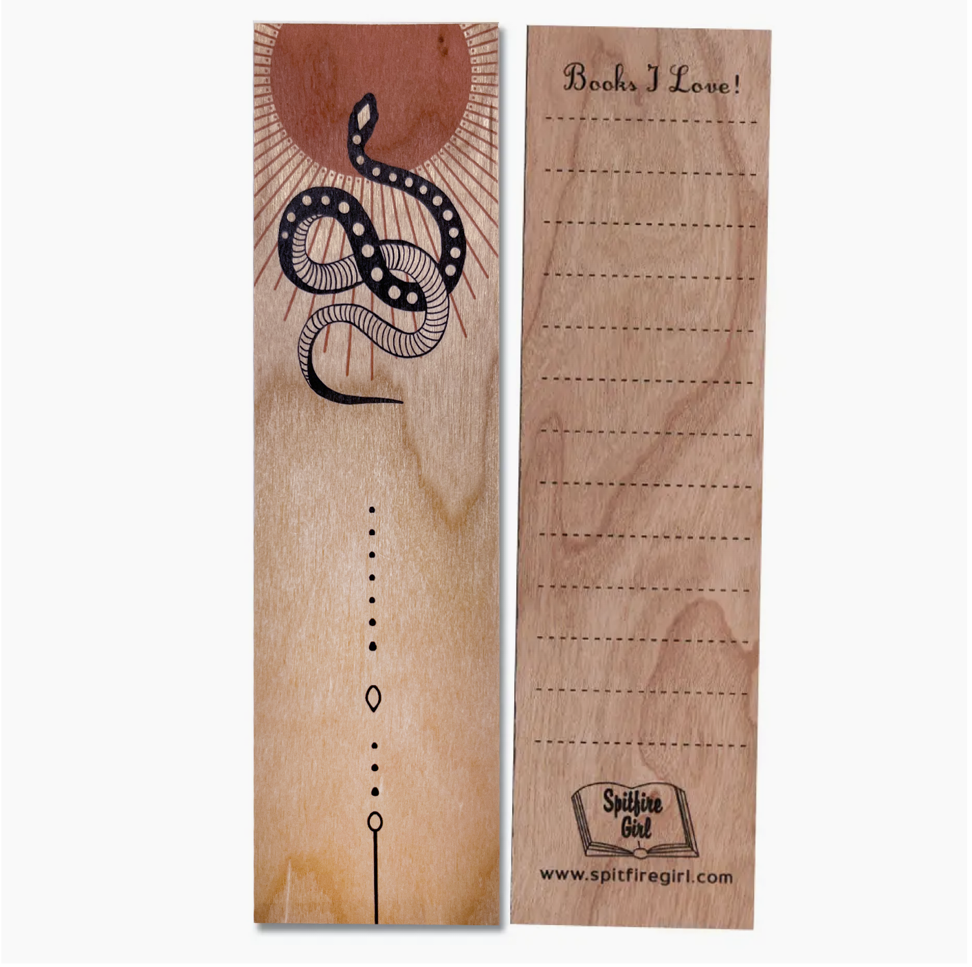Wood Bookmark - Del Sol Serpent