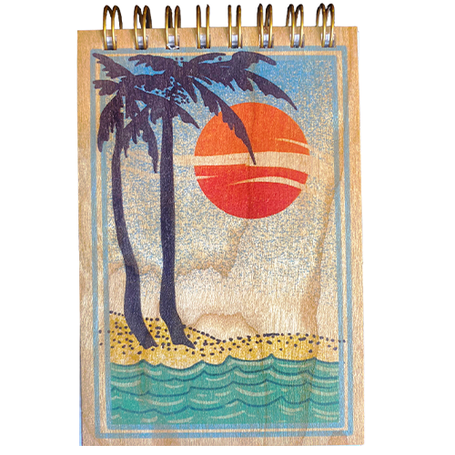 Wood Notepad Sunset Palm