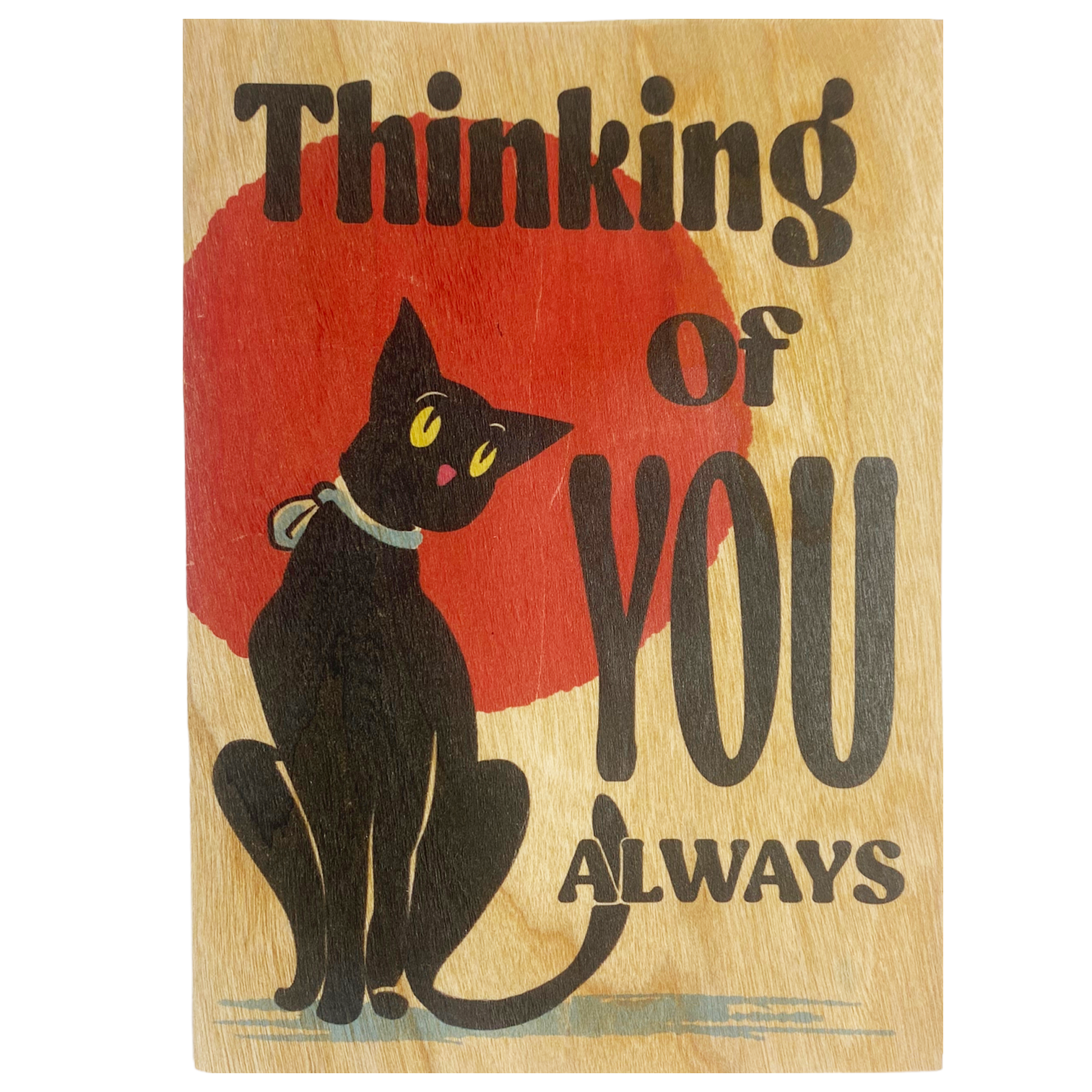 Wood Folding Card - Thinking Of You Kitty