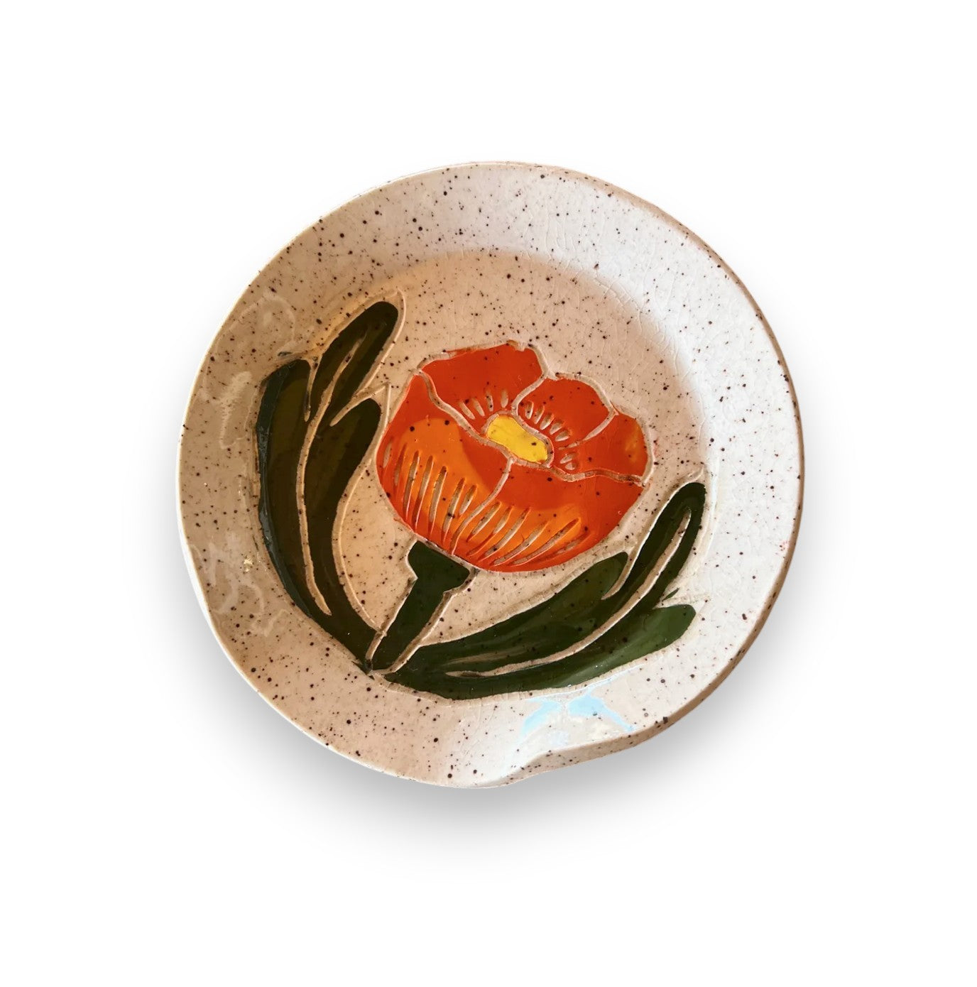 Globe Mallow Sgraffito Ceramic Spoon Rest