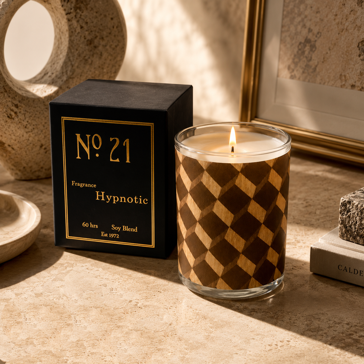 No. 21 Hypnotic Wood Wrapped Candle