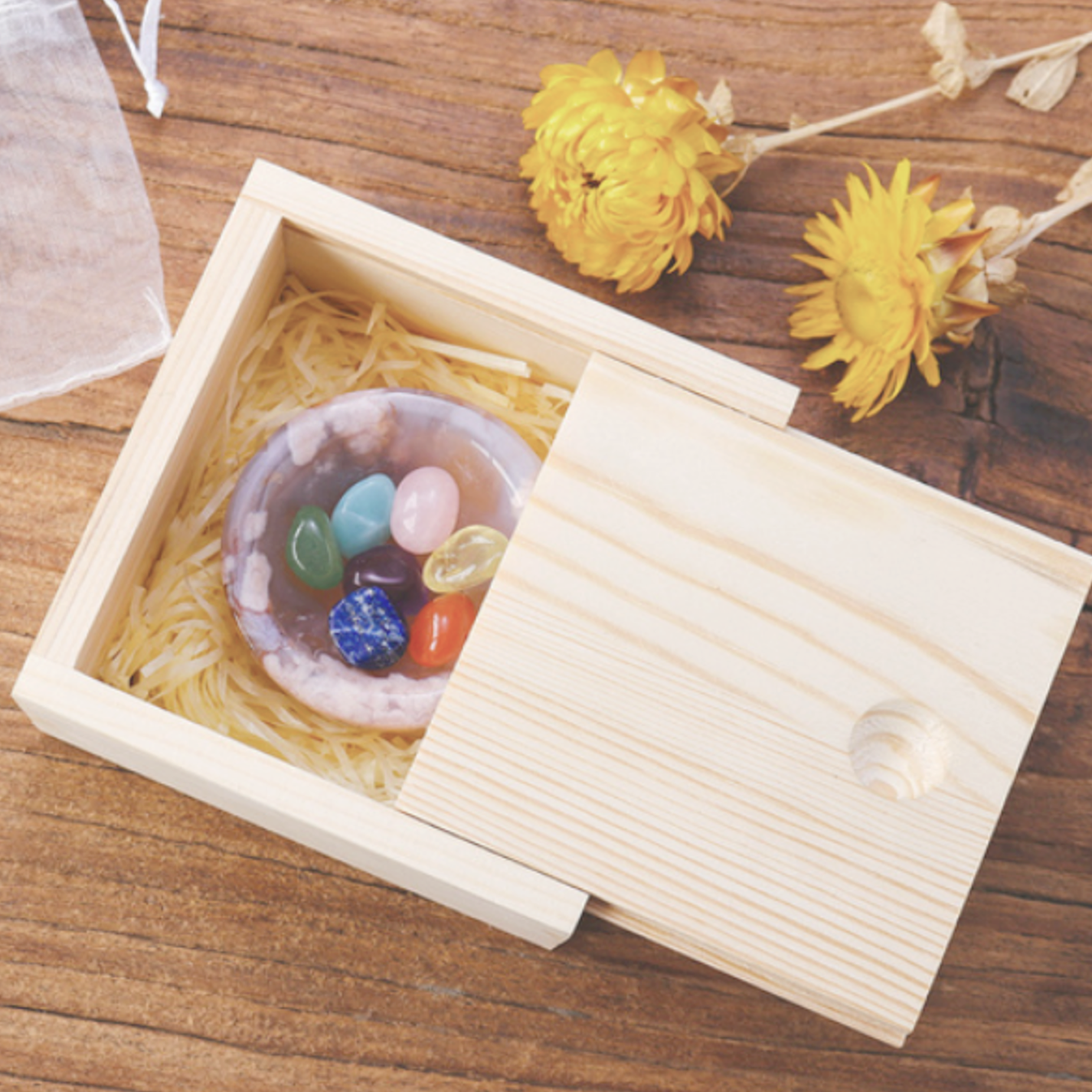 7 Mini Chakra Natural Stone Flower Agate Bowl Set