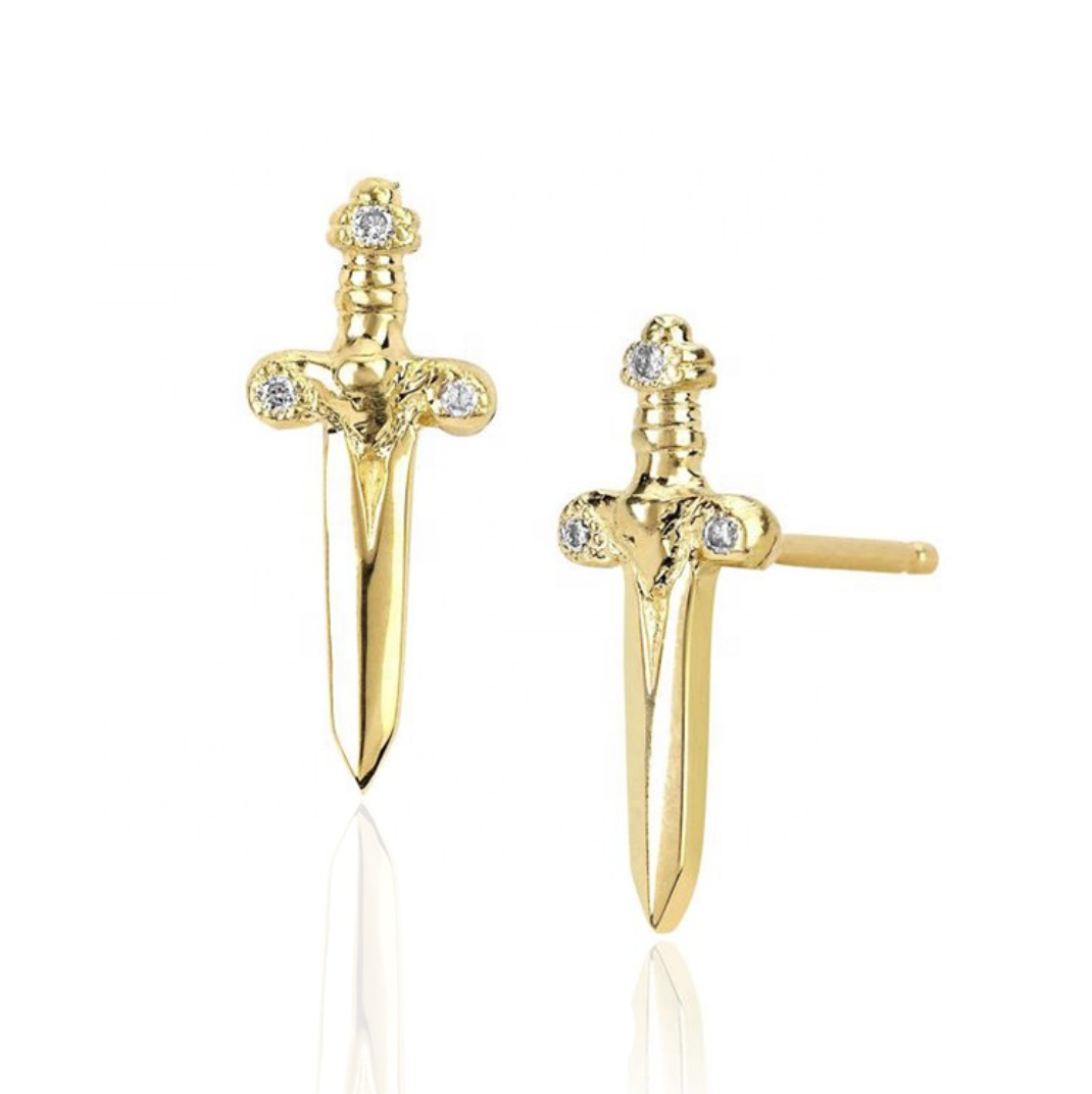 Double Edge Sword Gold Studs