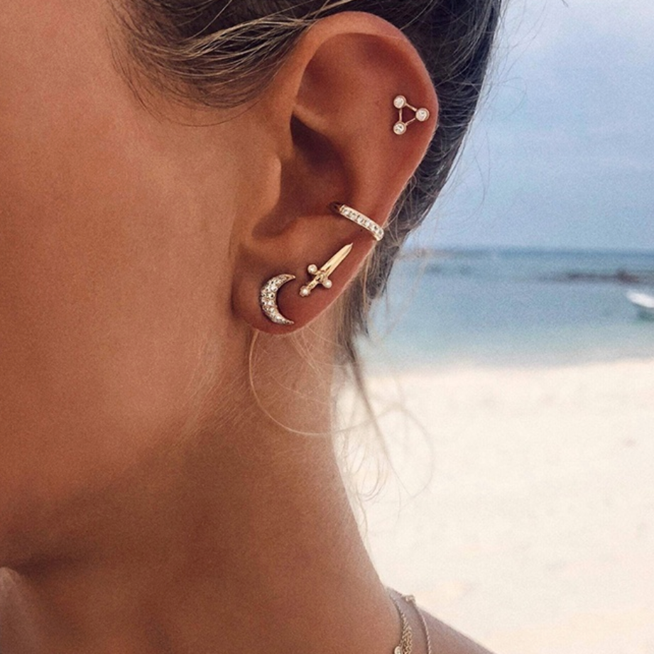 Double Edge Sword Gold Studs