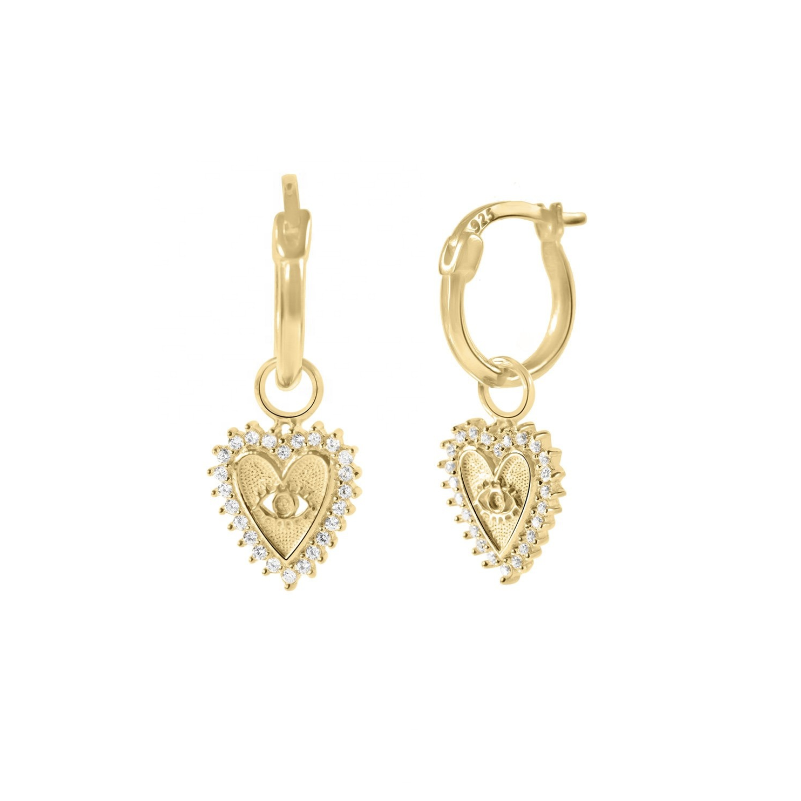 Eye Heart You Gold Huggie Earrings