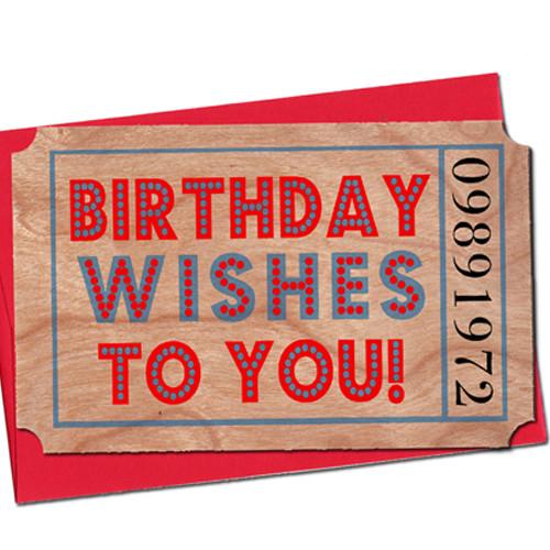Wood Ticket Birthday Wishes