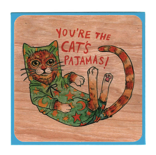 Wood Flat Card - Everyday Cats Pajamas