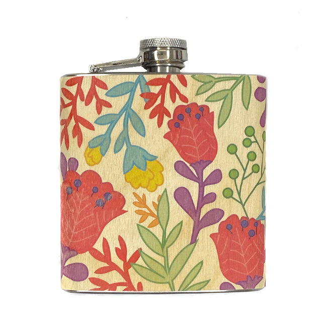 flowers wood flask