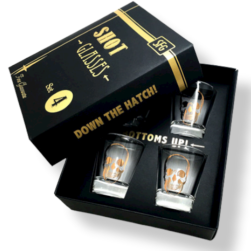 Shot Glass Set Gold Skull
