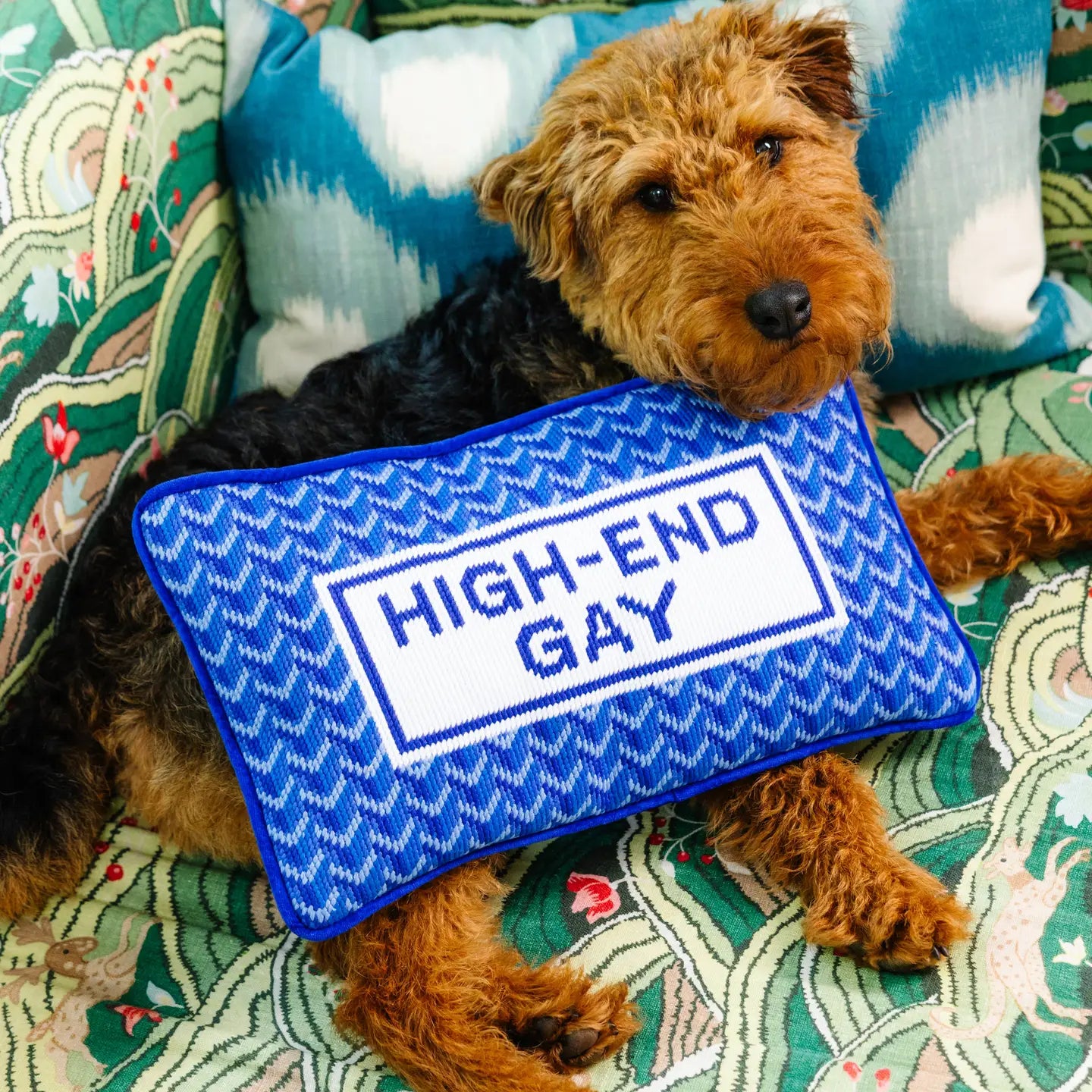 High-End Gay Needlepoint Pillow