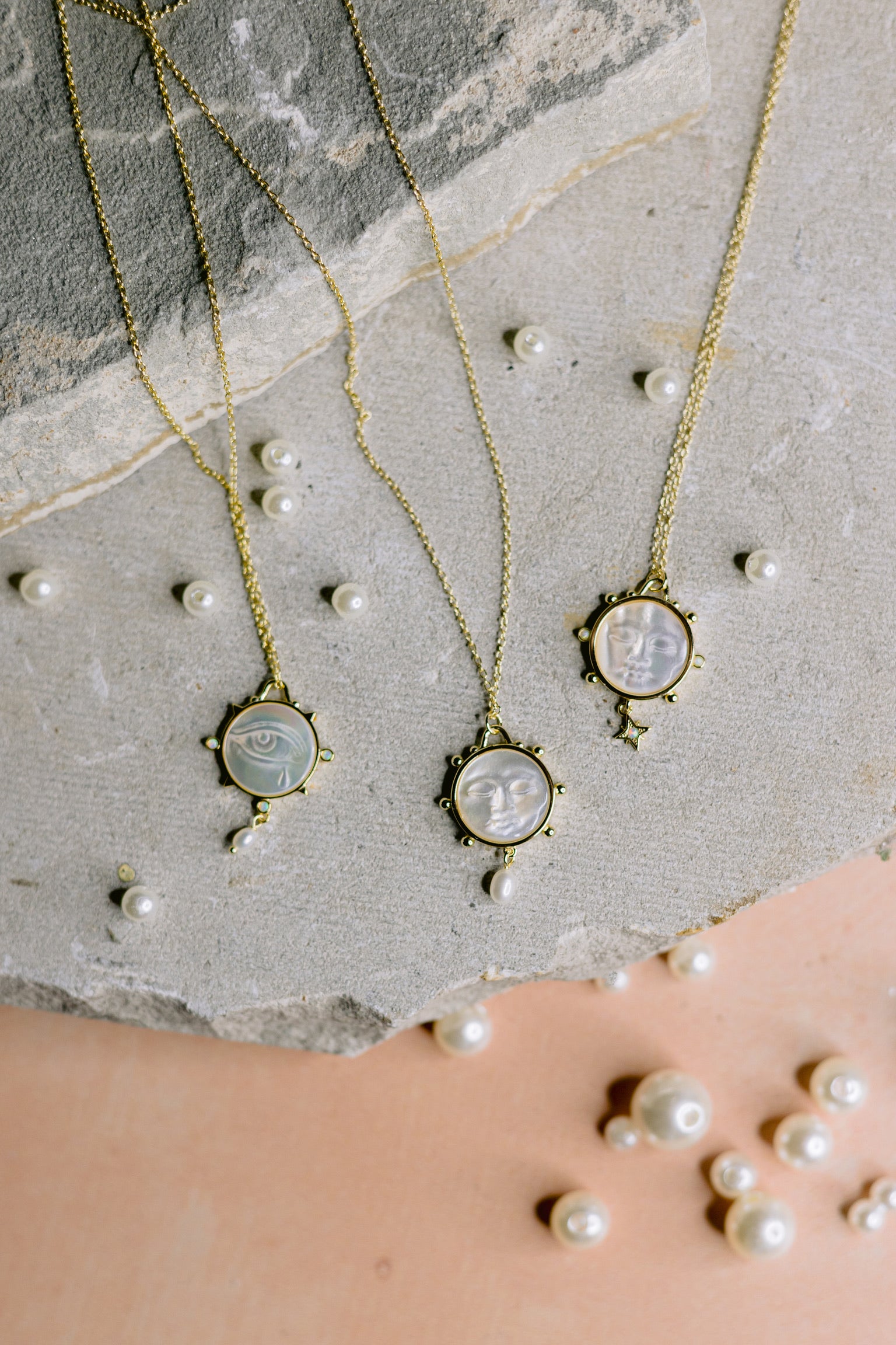 Lunar Illusions Pearl Pendant Necklace