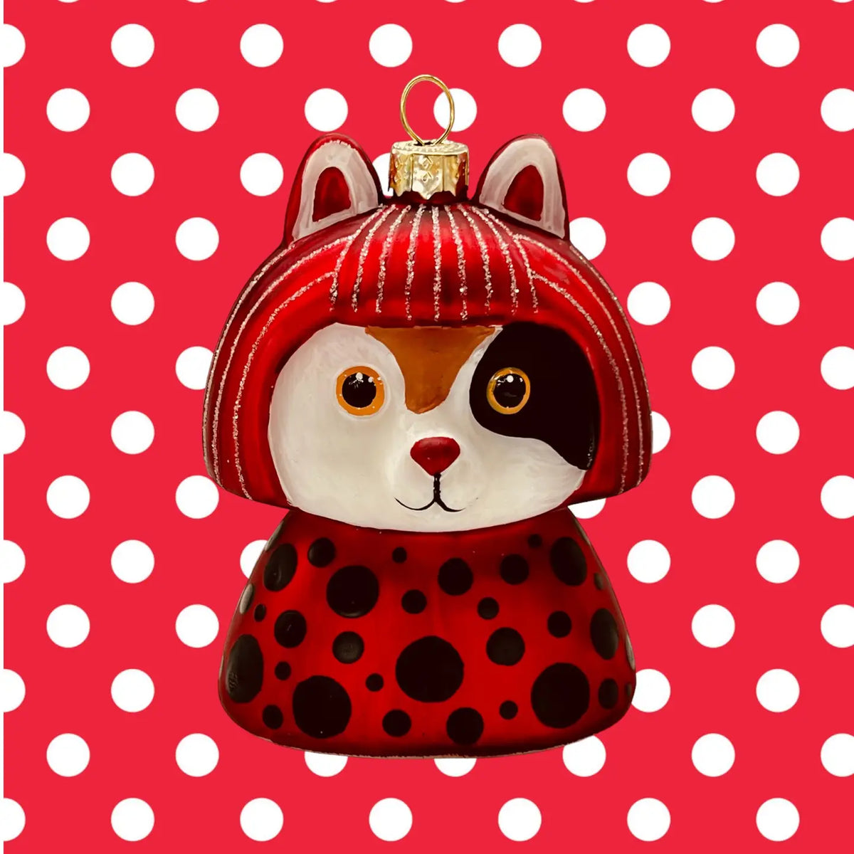 Yayoi Kusameow Calico Cat Glass Ornament
