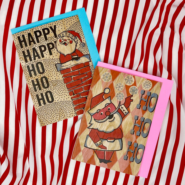 Wood Card Folding  - Happy Ho Ho Ho