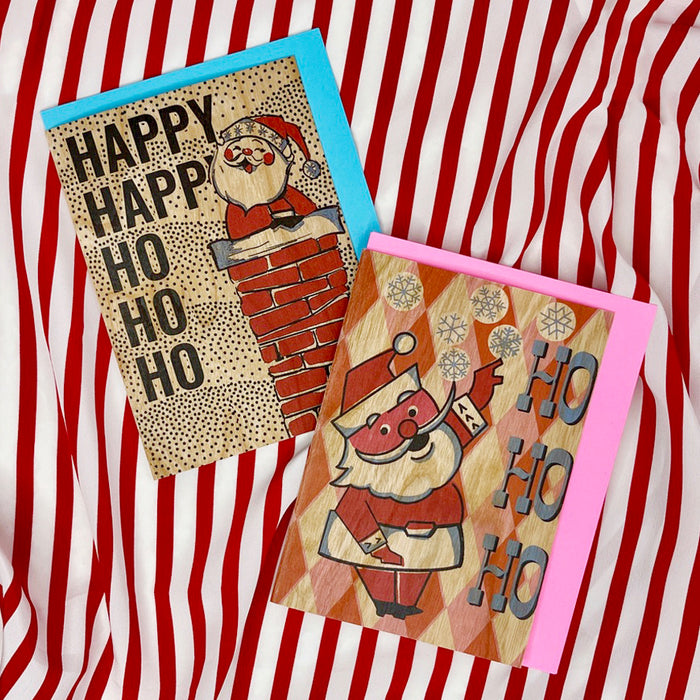 Wood Card Folding - Ho Ho Ho