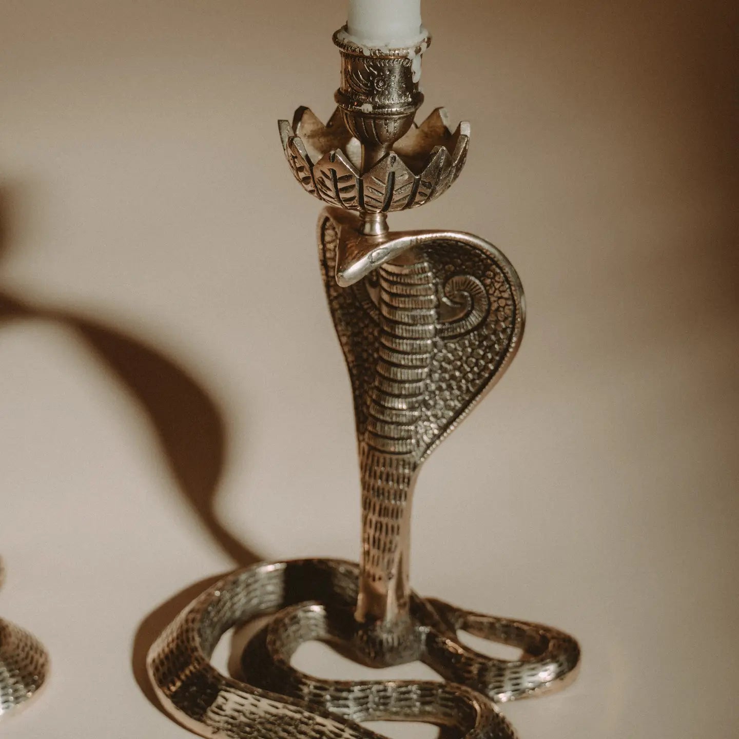 Cobra Brass Candle Holder