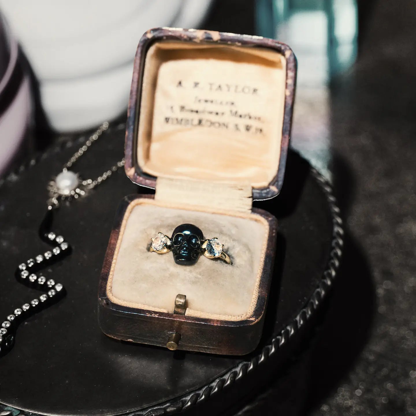 Vanitas Noir Crown Skull Oxidized Silver Ring