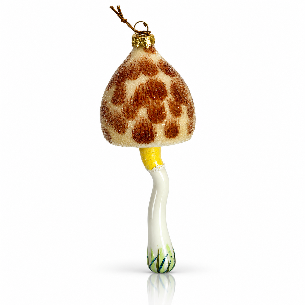 Enchanted Dewdrop Mushroom Glass Ornament
