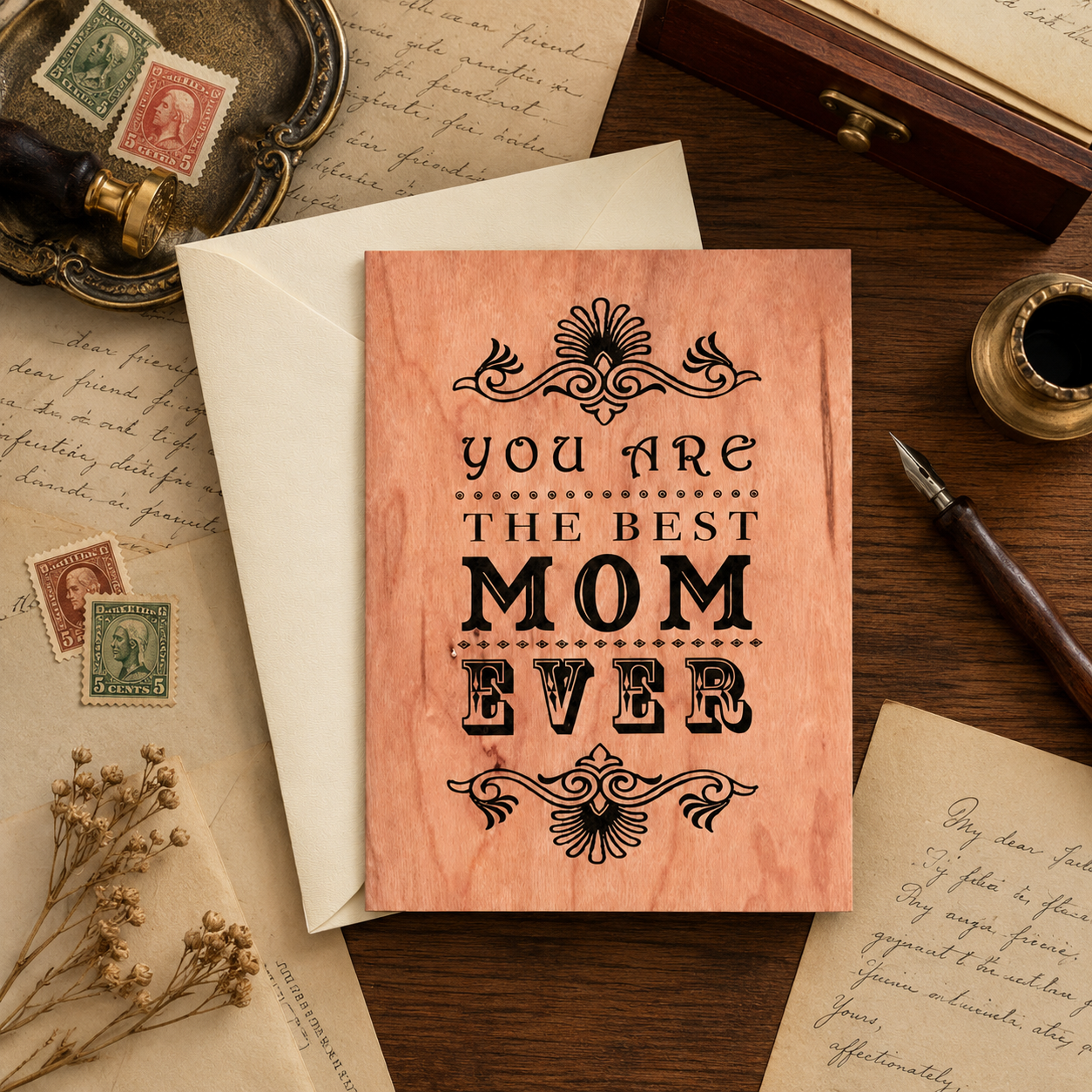 Wood Folding Card - Best Mom Ever
