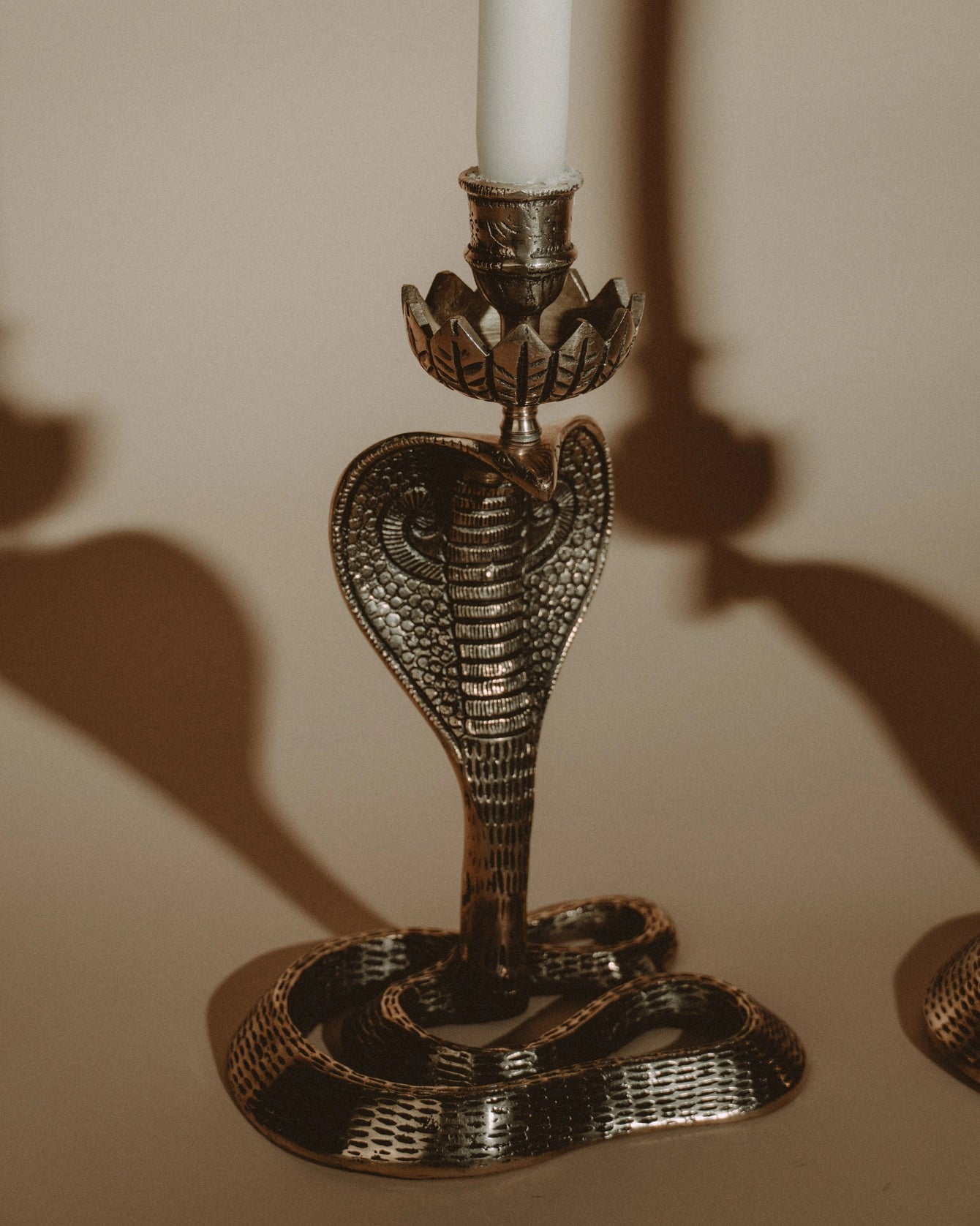 Cobra Brass Candle Holder