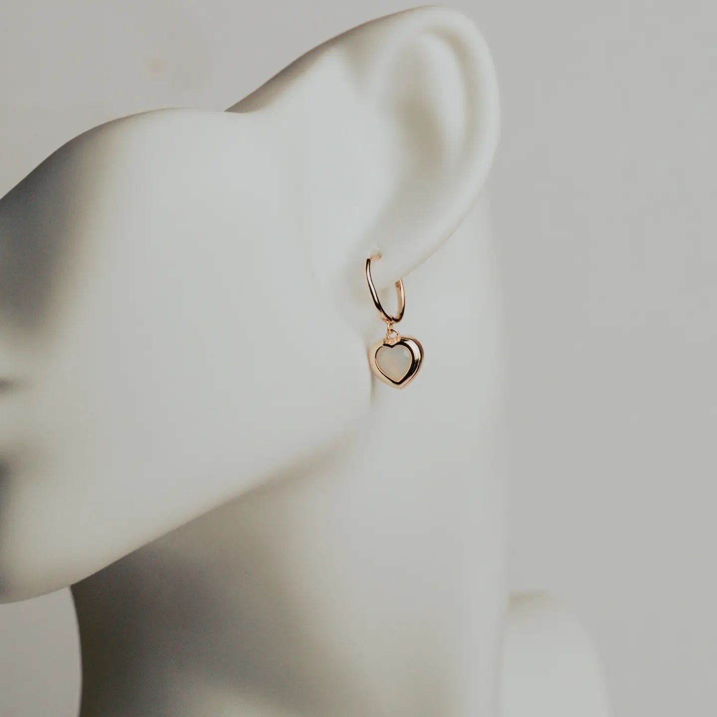 Opal Heart Hoop Earrings