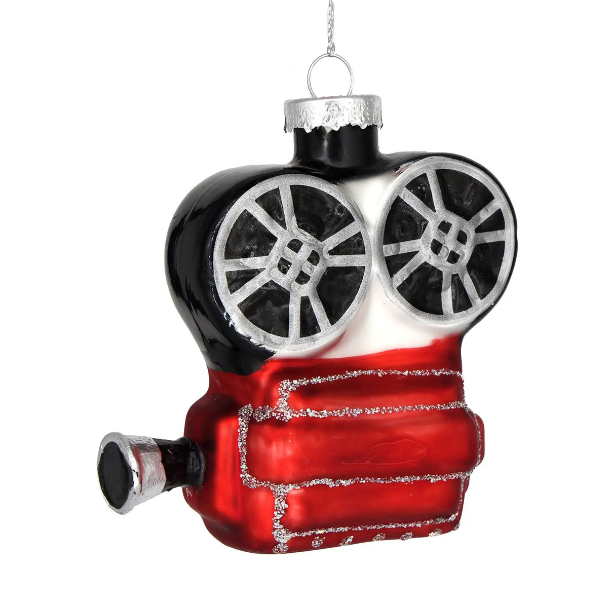 Movie Camera, Handcrafted Cinema Glass Holiday Ornament Gift