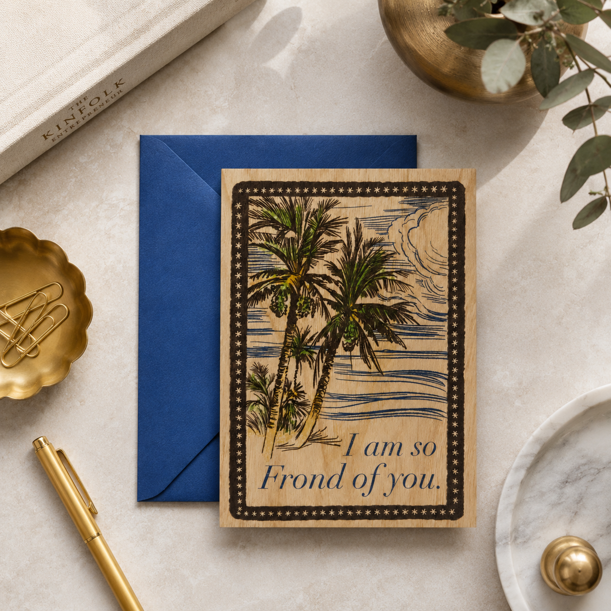 Wood Folding Card - Frond Of You