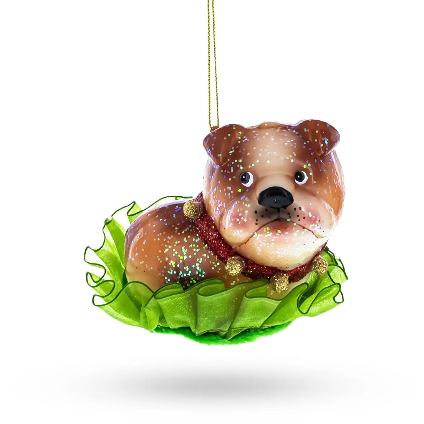 Bulldog Pup Glass Ornament