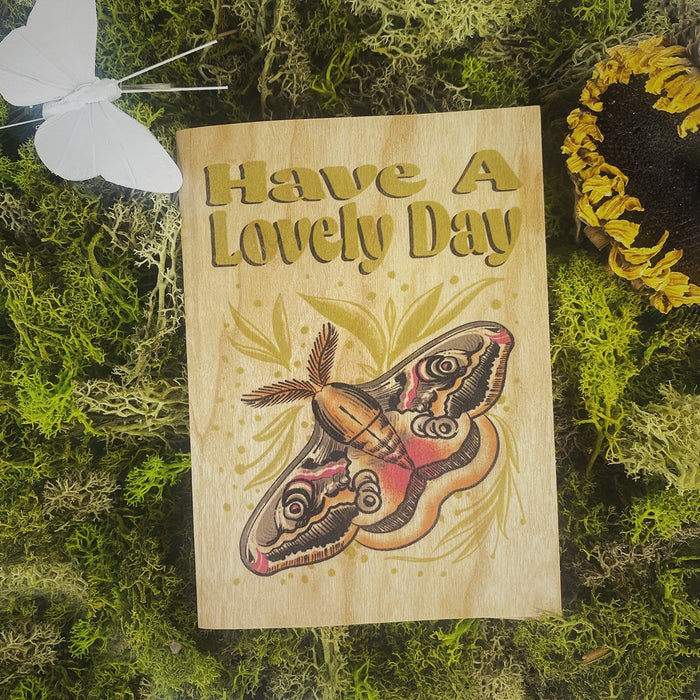 Wood Folding Card Lovely Day Moth