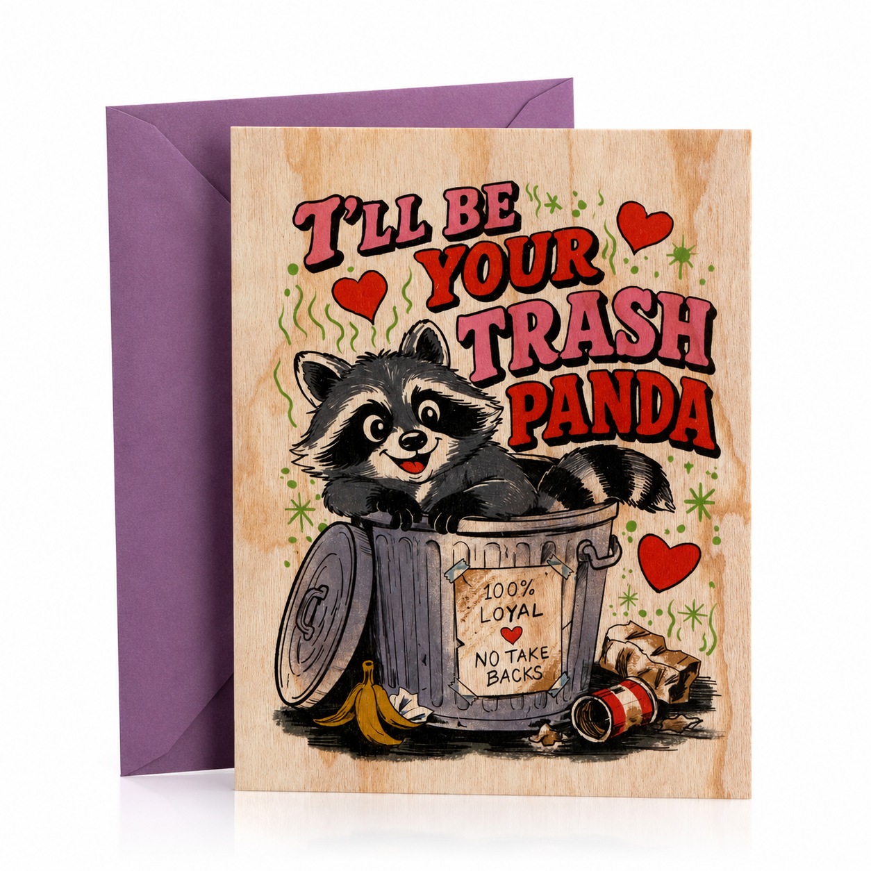 Wood Folding Card - Trash Panda