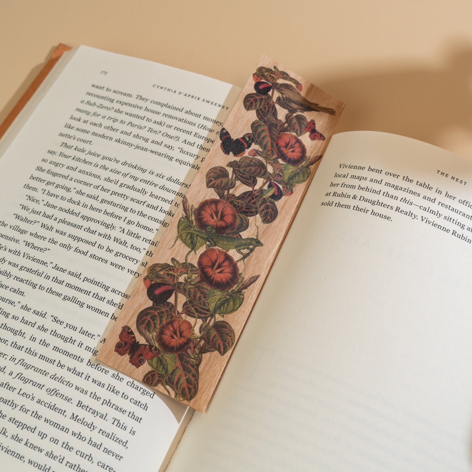 Wood Bookmark -Wild Garden