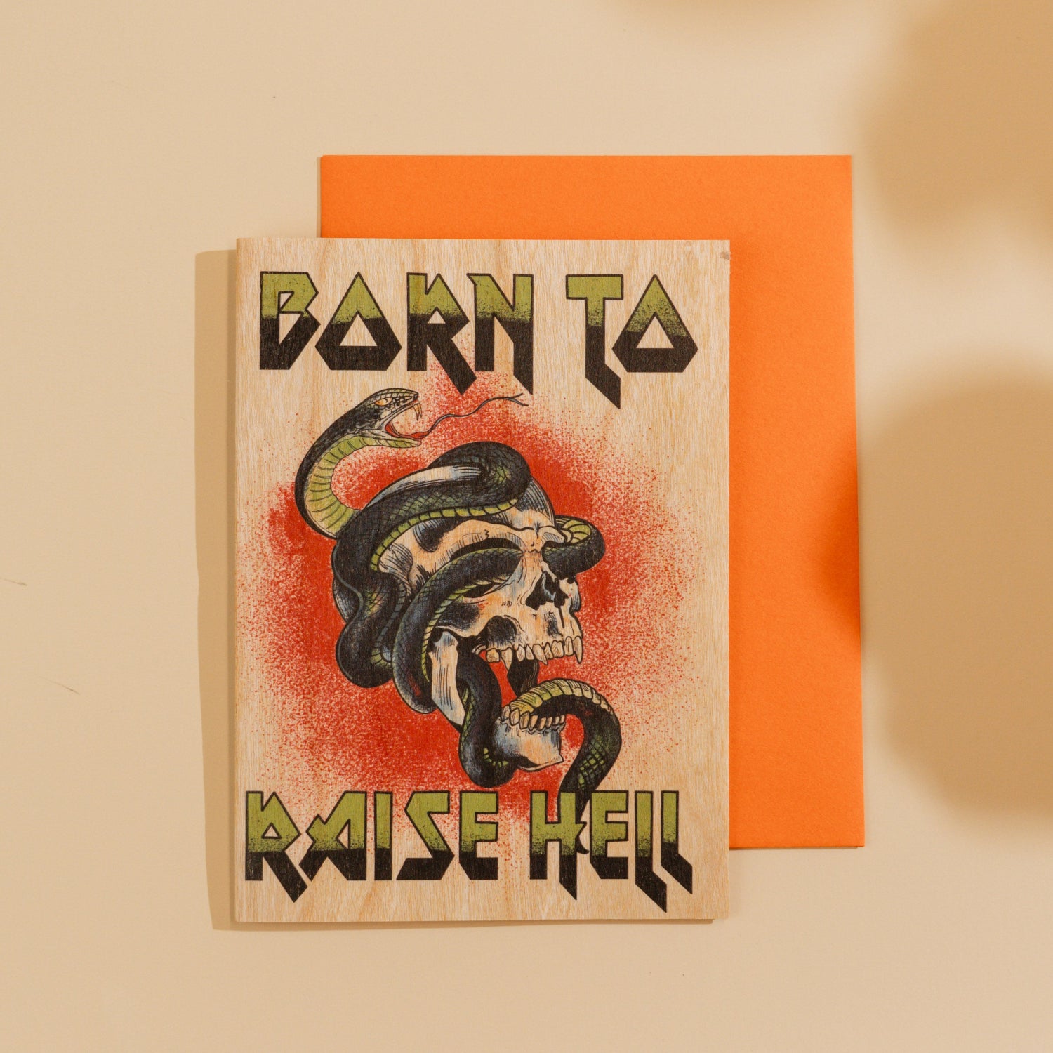 Wood Folding Card -Raise Hell