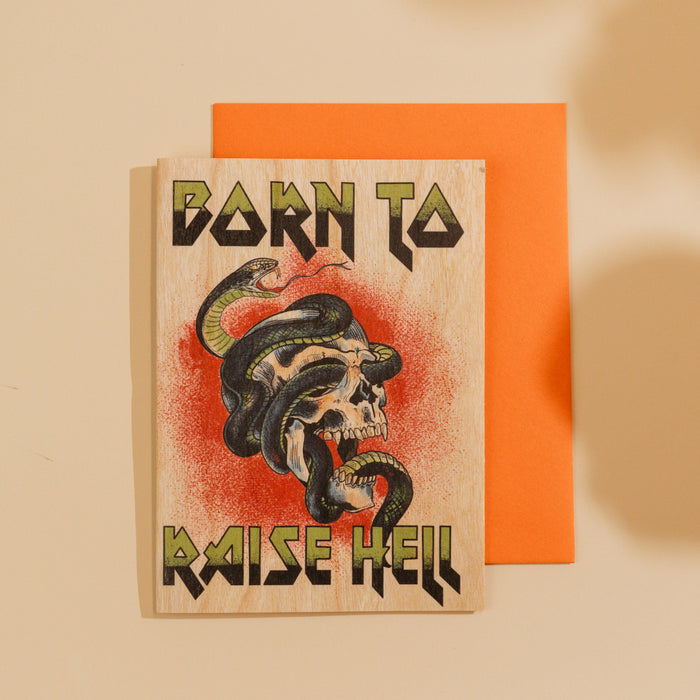 Wood Folding Card -Raise Hell