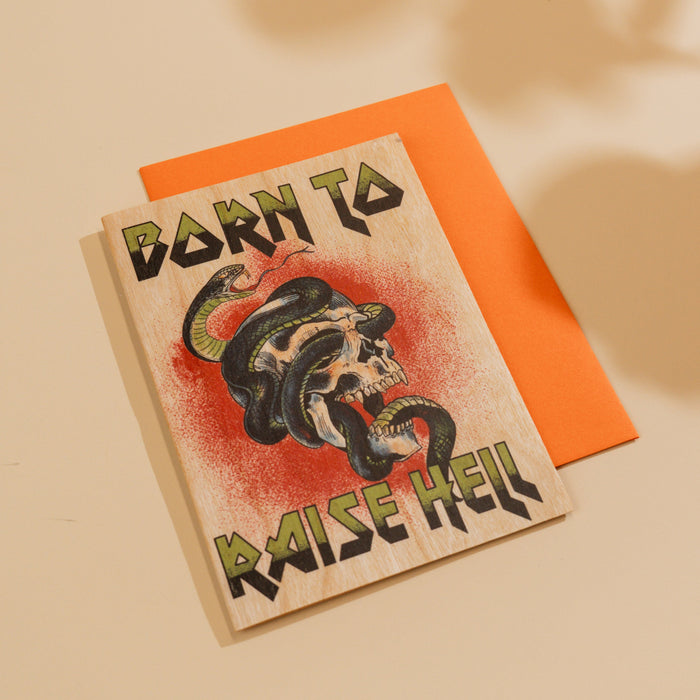 Wood Folding Card -Raise Hell