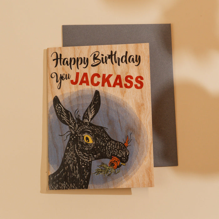 Wood Folding Card - Hungry Jackass