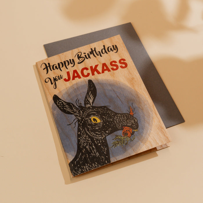 Wood Folding Card - Hungry Jackass