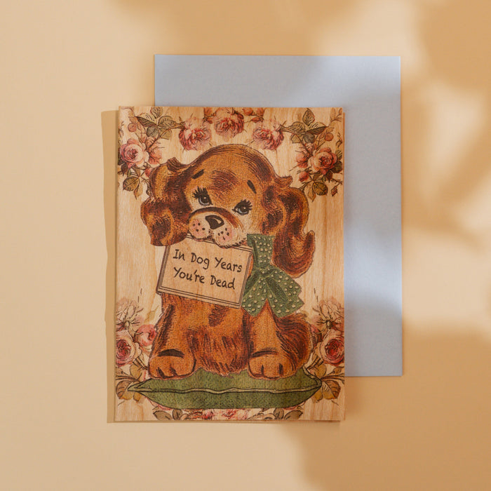 Wood Folding Card - In Dog Years