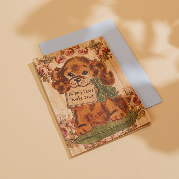 Wood Folding Card - In Dog Years