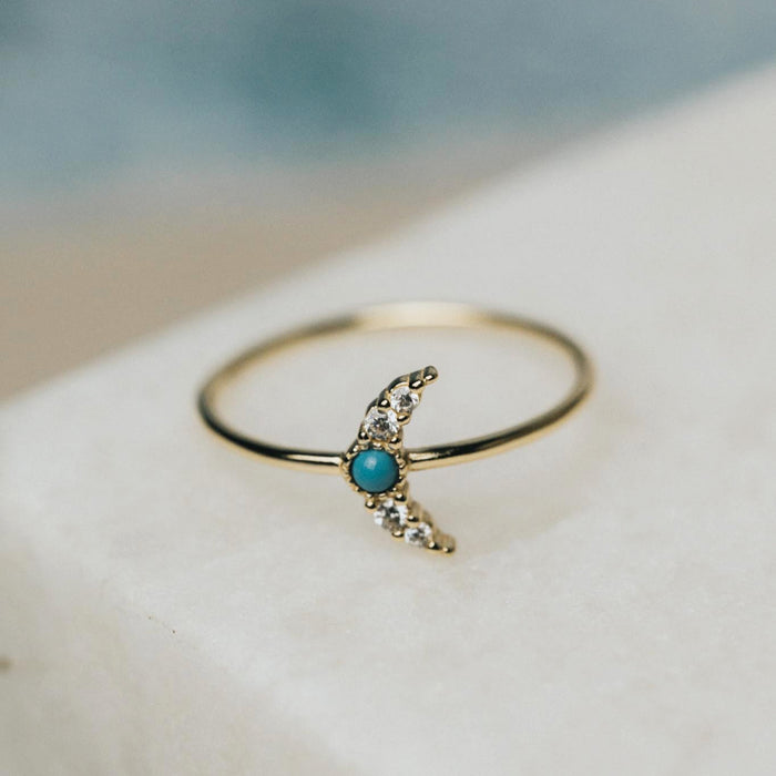 Tiny Crescent Turquoise RIng