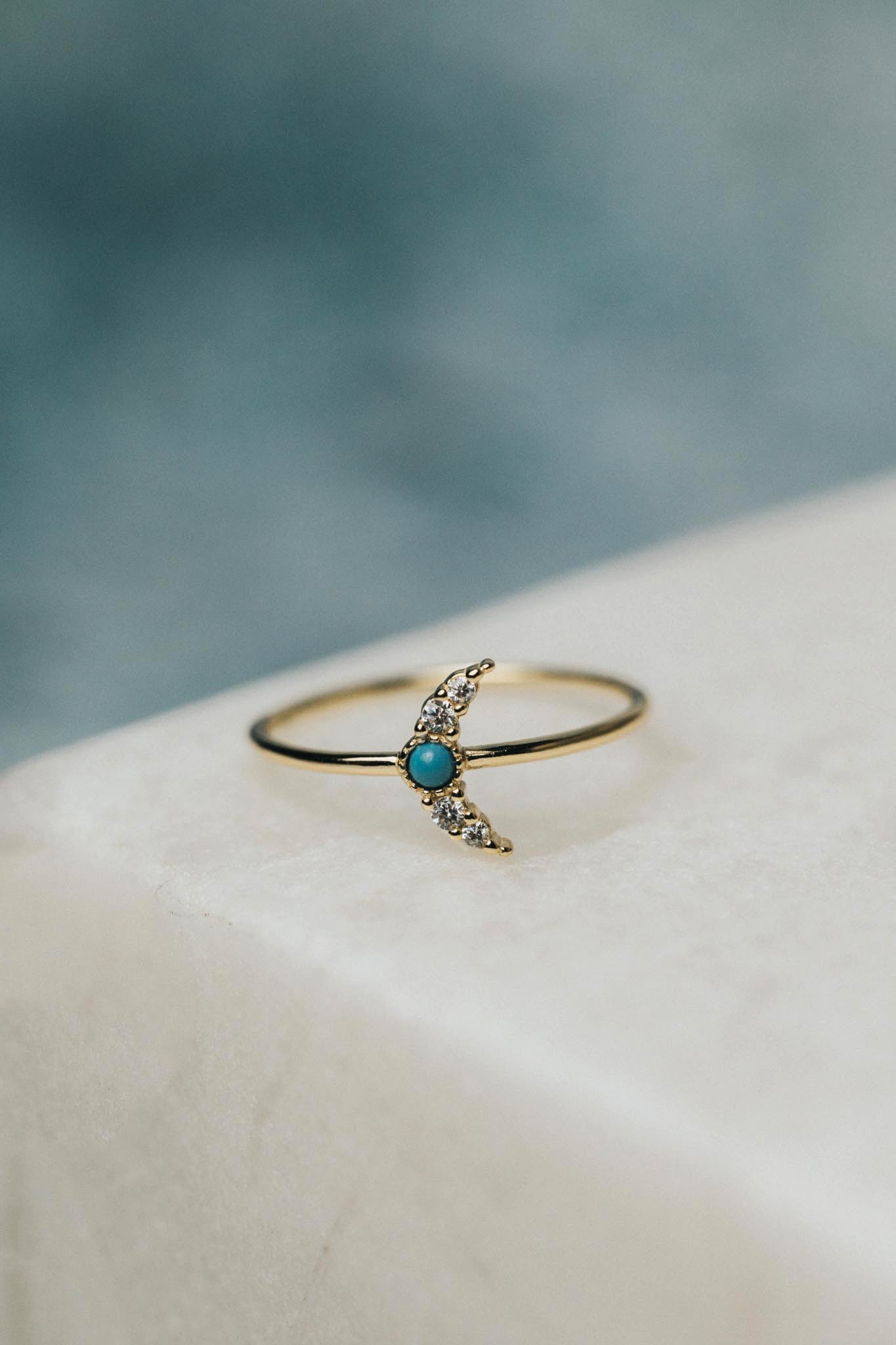 Tiny Crescent Turquoise RIng