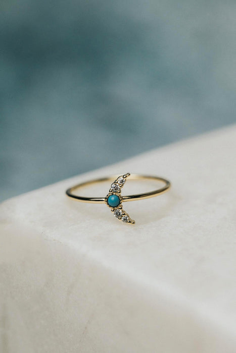 Tiny Crescent Turquoise RIng