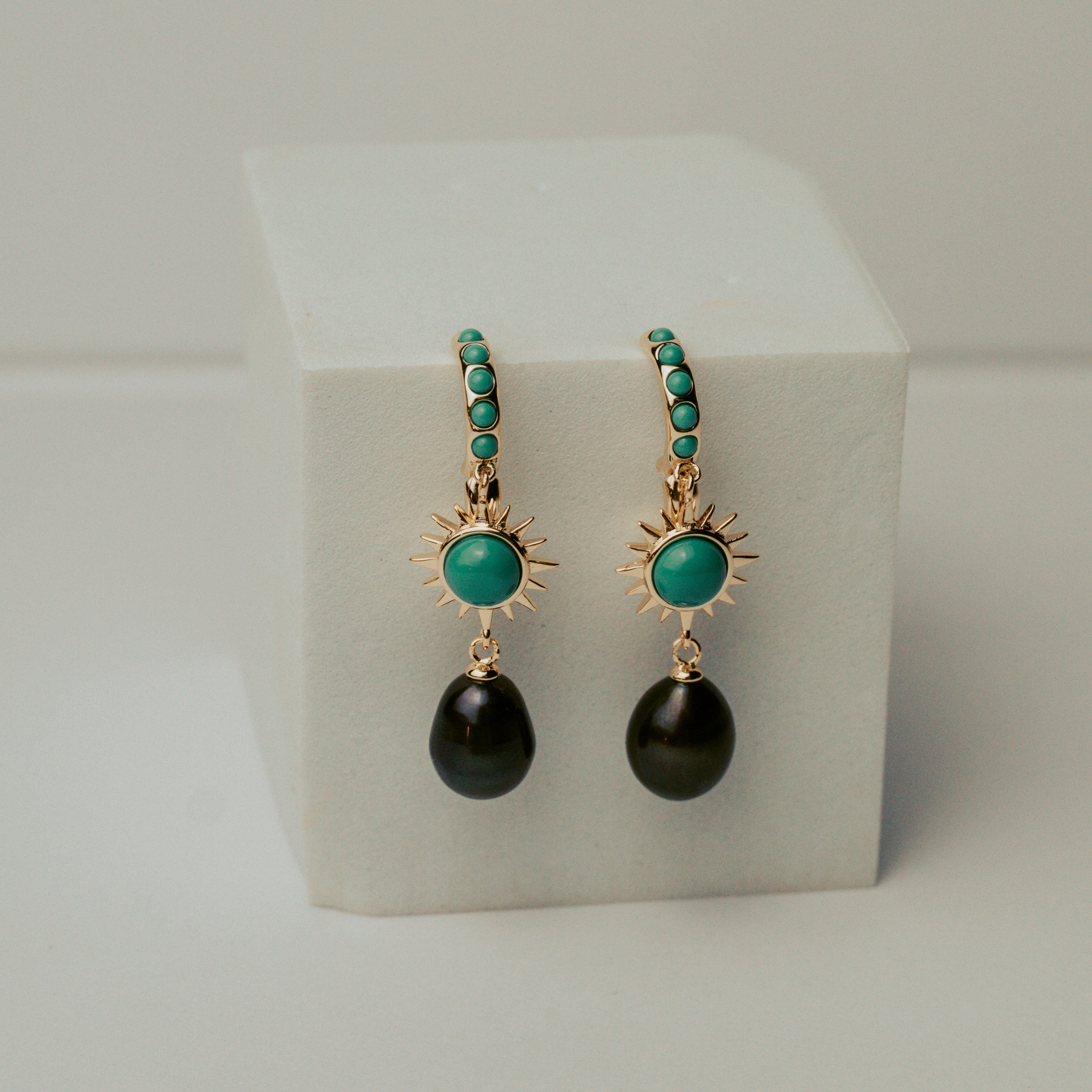 Solar Turquoise Midnight Drop Earrings