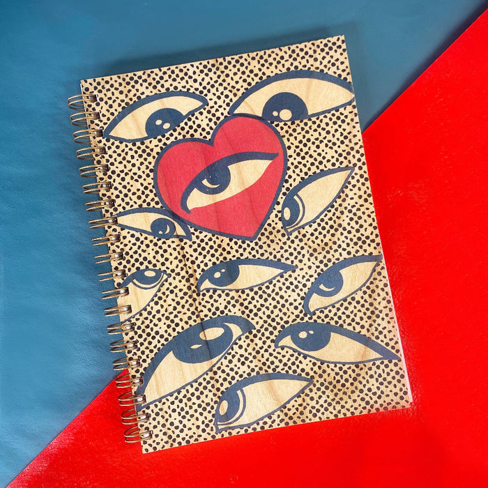 Wood Notebook Eye Heart U