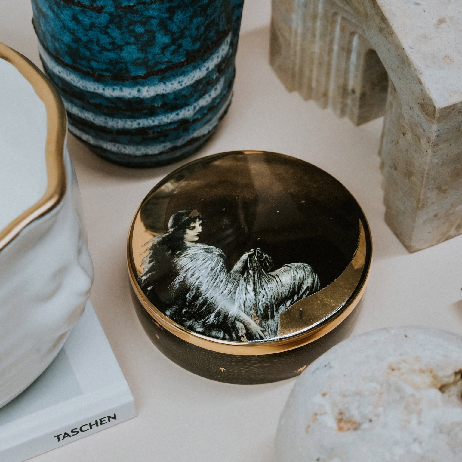 Ceramic Trinket Box - Moon Angel